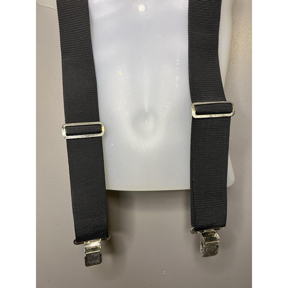 Husky Men's One Size Black Top Grain Leather Clip Suspenders Adjustable Work
